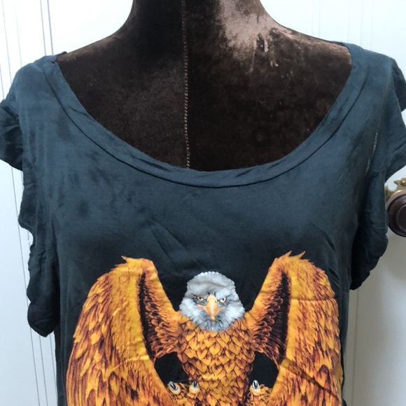 Torn by Ronny Kobo Black Ruffle Sleeve T Shirt L - Picture 2 of 10